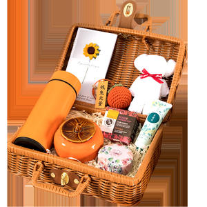 ชุดของขวัญหวายลายลูกพลับมงคล ตะกร้าเก็บของทรงสี่เหลี่ยมพร้อมหูหิ้ว สำหรับบรรจุของขวัญ ของขวัญส่วนตัว - Product Image 2