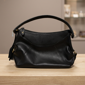 Bolso de Mano de Cuero de Becerro de Lujo en Forma de Silla de Montar de la Tienda BiyaDina, Elegante, Negro, con Cierre y Múltiples Compartimentos, Accesorio de Viaje - Product Image 2