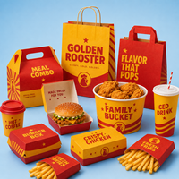 Boîte d'emballage alimentaire jetable personnalisée en papier kraft pour la restauration rapide, boîte à emporter pour hamburgers, frites, ailes de poulet