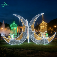 Décoration lumineuse à motif de lune et d'étoile du Ramadan 2D 3D