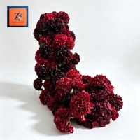 Boule de fleurs artificielles d'hortensia bordeaux foncé pour centre de table, pilier d'allée de mariage, en soie luxueuse et réaliste
