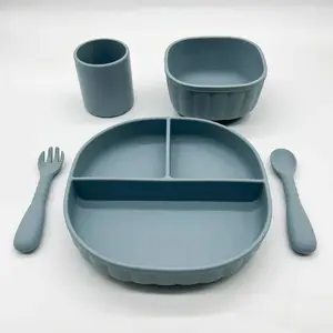 Enfant en bas âge assiette bol avec ventouse Snack tasse eau tasse ustensiles enfant en bas âge manger fournitures bébé vaisselle ensemble bébé alimentation ensemble