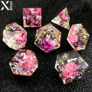 Juego completo personalizado de resina poliédrica, dados DND, dados de borde afilado para juegos de rol, mazmorras y dragones, brillo de Amanecer - Product Image 5