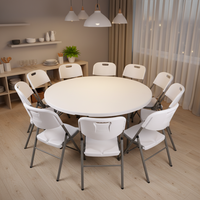 Table ronde pliable en plastique blanc pour événements, fêtes, mariages, extérieur, vente en gros