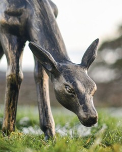 Escultura de ciervo de bronce para decoración de Navidad, Reno fundido a mano, estatua de jardín Vintage, figurita de ciervo fundido, tamaño real - Product Image 2