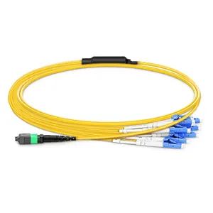 Factory Price MPO-LC 24 Fibers Type B LSZH 90/125 Female Multimode Elite Yellow Jumper Breakout Cable