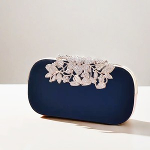 European and American Style Rhinestone Leaf Design Velvet Bag Evening Clutch Dress Bag Cheongsam Crossbody Bag for Women - Product Image 5