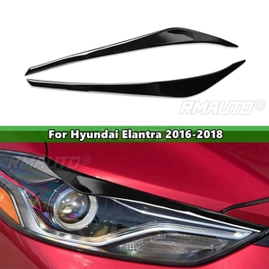 ฝาครอบตกแต่งขอบไฟหน้าสีดำ 1 คู่ สำหรับ Hyundai Elantra ปี 2016 2017 2018 สติ๊กเกอร์ติดขอบไฟหน้า - Product Image 1