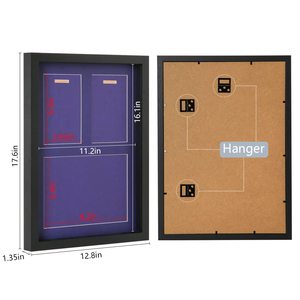 Boîte à médailles Shadow Box, grande taille A3, avec cadres métalliques verrouillables à fixer au mur, pour dossards de course, photos et médailles sportives, finition noire - Product Image 5