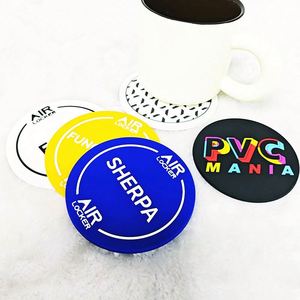 Custom Classic Round PVC Rubber Coasters Soft Colorful Coffee Cup <b>Pad</b> Debossed Silicone Coaster with Custom Design - Product Image 2