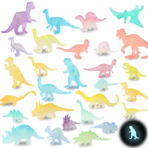 28個の暗闇で光るミニ恐竜フィギュアおもちゃキッズノベルティギフト家の装飾子供のための教育玩具誕生日パーティーの装飾
