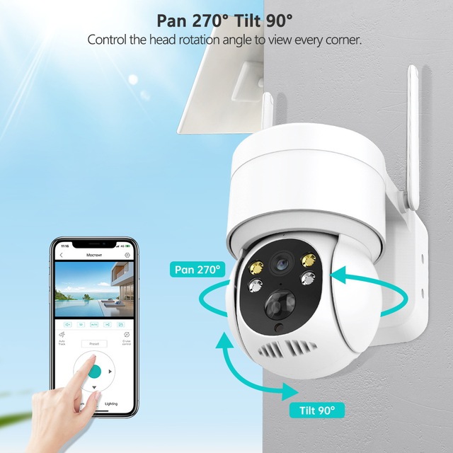 Factory Hot Selling 720 Rotate CCTV Camera Solar Charging SD Cloud Storage I WiFi PTZ Camera for Home Security App Control