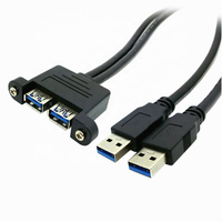 50cm Schwarzes USB 3.0 Stecker-zu-Buchse-Kabel mit 2 Steckern und Panelmontage USB-Verlängerungskabel
