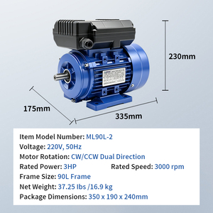 100% Copper Winding ML Series Single Phase Motor Dual Capacitor Asynchronous 3HP for Irrigation Equipment - Product Image 2