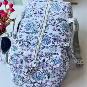 Sacs de voyage de luxe en coton matelassé, imprimés à la main, grande capacité, avec fermeture éclair, couleurs et designs personnalisés, durables - Product Image 1