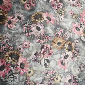Kain Cetak Digital Beludru Belanda Bunga Besar Kustom Tekstil untuk Sofa