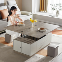 Table basse moderne en bois avec rangement, relevable, pour salon, 670158