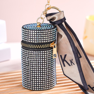 Porte-monnaie de luxe écologique pour femme, nouveau style, <span class=keywords><strong>mini</strong></span> pochette à rouge à lèvres, breloque de sac en cuir PU orné de strass - Product Image 3