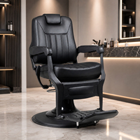 Fauteuil de barbier JOXIN avec dossier inclinable et base ronde large, fauteuil de salon professionnel vintage pour le toilettage masculin