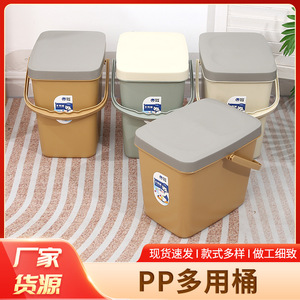 Yongxin Story Rectangular Storage <b>Bucket</b> <b>With</b> <b>Lid</b> Multi Purpose Household Kitchen Large Capacity Hand Held <b>Bucket</b> - Product Image 2