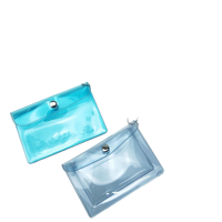 Dompet Kartu Wanita Model Ins Girl Tahan Air Transparan PVC Berkilau, Dompet Leher Lipat, Dompet Koin, Sablon UV Coating
