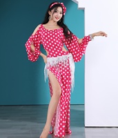 Costume de danse du ventre pour femmes, robe à épaules dénudées, à pois, style Baladi