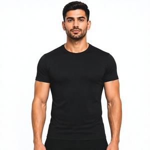Chemises de compression athlétiques à manches courtes pour hommes, randonnée, extérieur, tissu jersey léger, séchage rapide, respirant, écologique, col rond - Product Image 1