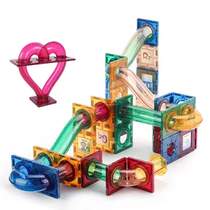 Recomendar 3D tubos de construção magnéticos de mármore magnético corro colorido janela tubulação bola bloco de construção brinquedos magnéticos para crianças