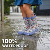 Bottes de pluie en caoutchouc naturel pour bébés filles, imprimé floral, imperméables, antidérapantes, faciles à enfiler, OEM