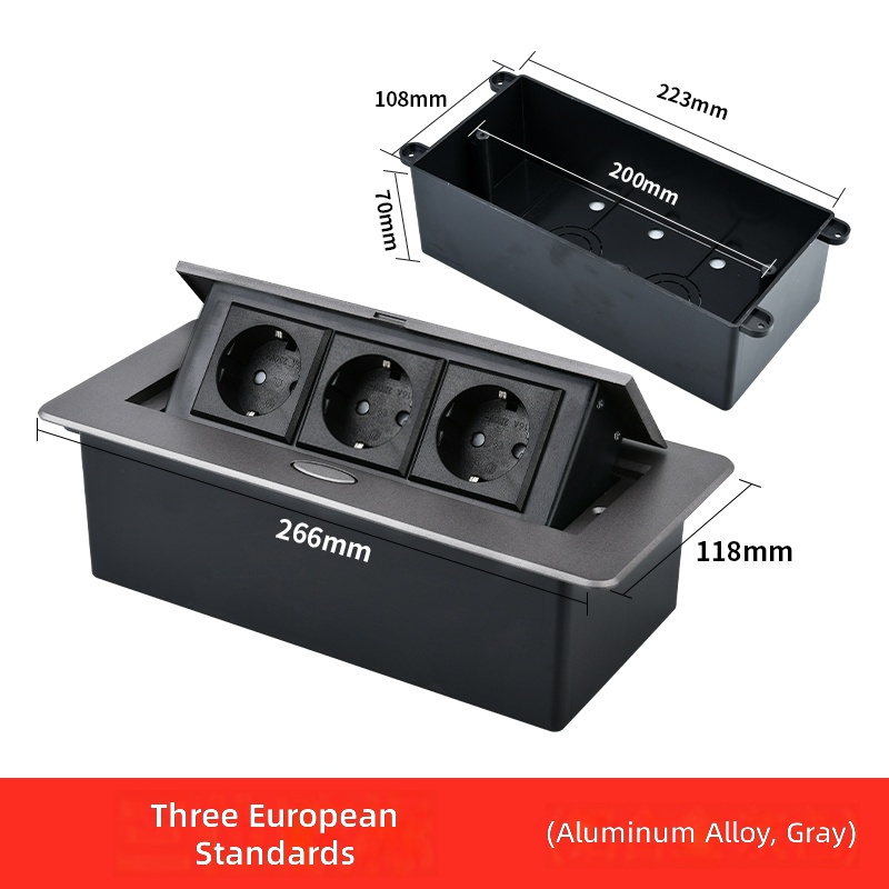 Three-pin 16A German-style European standard-gray