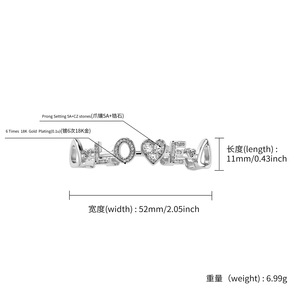 เครื่องประดับฮิปฮอปแฟชั่นส่วนบุคคล ประดับเพชร CZ ระยิบระยับ  แบบกริลล์ฟันทองเหลือง  รูปตัวอักษร LOVE รูปหัวใจ สำหรับงานปาร์ตี้ - Product Image 2