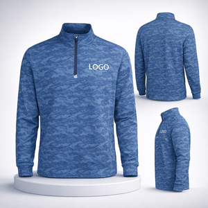 Sweat-shirts de sport pour homme, coupe ajustée, imprimé camouflage personnalisé, séchage rapide, respirant, léger, confortable, avec fermeture éclair 1/4. - Product Image 3