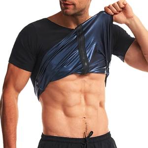 Entraînement Gym Wear <span class=keywords><strong>Sauna</strong></span> Suits Running Full Zip up Crew Neck Slim Fit Compression <span class=keywords><strong>T</strong></span>-shirts pour hommes - Product Image 1