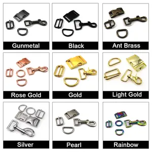 Top seller Alta Qualidade Pet <span class=keywords><strong>Dog</strong></span> Collar <span class=keywords><strong>Hardware</strong></span> De Metal Rose Gold Side Liberação Fivela E Tri-glide - Product Image 3