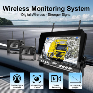 Kit de caméra de recul sans fil pour voiture et camion avec enregistrement DVR infrarouge HD vision nocturne 2 canaux, caméra avant et arrière - Product Image 2