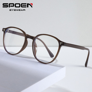 กรอบแว่นตาทรงกลม SPOEN แบบเต็มขอบ ป้องกันแสงสีฟ้า น้ำหนักเบา สำหรับทุกเพศ วัสดุ TR รุ่น 2025 - Product Image 1