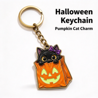 Porte-clés lumineux en alliage de zinc pour Halloween, pendentif fluorescent, décoration de sac à dos pour étudiant, petit cadeau de fête, vente en gros fabricant