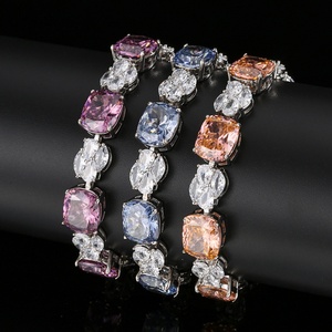 Fashion Jewelry Eco-friendly <b>Copper</b> 10*12MM Pink Cubic Zirconia <b>Bracelet</b> Personnaliser for Customized Style Statement - Product Image 3