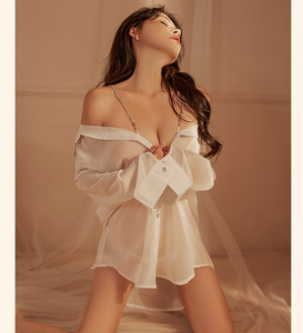 Lingerie de secrétaire <span class=keywords><strong>sexy</strong></span> grande taille, style chemise à bretelles, en Spandex/Nylon non-tissé, avec ouverture pour poitrine généreuse, séduction uniforme, vente en gros L - Product Image 2