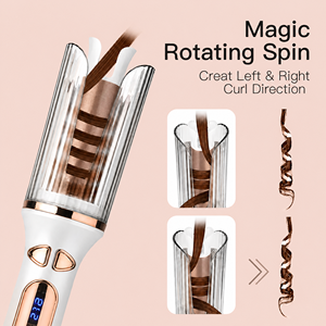 <span class=keywords><strong>Rizador</strong></span> de Pelo Automático de 25 mm con Barril de Cerámica de Turmalina, Control de Temperatura LCD, 100-230 ℃   Estilizador de Cabello con Doble Dirección de Rotación - Product Image 2