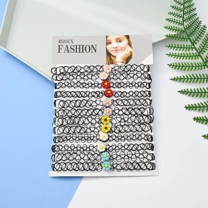 Ensemble de colliers en bambou pour femmes, modèle 05, style européen et américain, couleur cuivre, couleur bonbon, collier coloré, style <span class=keywords><strong>tatouage</strong></span>, mode simple - Product Image 1