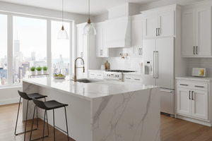 FREE SAMPLE 100% VIETNAM ARTIFICIAL QUARTZ CALACATTA VILLA MODERN BIG SLAB for KITCHEN & BATHROOM - Product Image 6