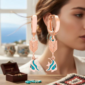 Pendientes colgantes con forma de flecha con diseño de pez, joyería para mujer, joyería turca hecha a mano, venta al por mayor, joyería de plata de ley 925 - Product Image 3
