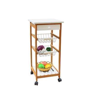 Carrito de Cocina de Madera, 37x37 cm, Altura 80 cm, Color Miel - Product Image 1