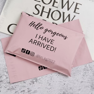 Bolsa de correo de agradecimiento Rosa 10x13 logotipo personalizado Paquete de envío de mensajería impreso Bolsas de correo de paquetes Poly Mailers con asa - Product Image 1