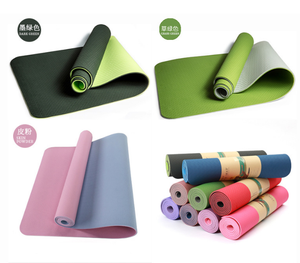 Tapis de sport antidérapant en TPE, écologique, uni ou bicolore, pour gym, yoga et exercices - Product Image 4