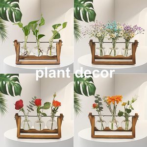 Aria pianta terrario idroponica piante desktop vetro fioriera bulbo vaso di vetro <span class=keywords><strong>con</strong></span> supporto in <span class=keywords><strong>legno</strong></span> stazione di propagazione - Product Image 3
