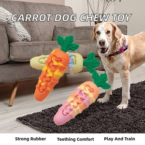 ของเล่นยางรูปแครอทสำหรับสุนัข เสียงดัง ทนทาน ช่วยทำความสะอาดฟัน แก้เบื่อ ฝึกสุนัข ชะลอการกิน ของเล่นสัตว์เลี้ยงเพื่อความบันเทิงด้วยตัวเอง - Product Image 3