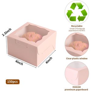 Tùy Chỉnh Màu Hồng Trong Suốt Cửa Sổ Mini Công Nghiệp Sử Dụng Bánh Hộp Xách Tay Bìa Bánh Bao Bì Cho Bánh Sinh Nhật - Product Image 2