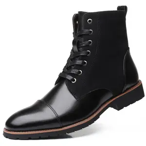 Bottes en cuir tendance Sh10358a pour hommes, bottes hautes d'hiver pour hommes - Product Image 1